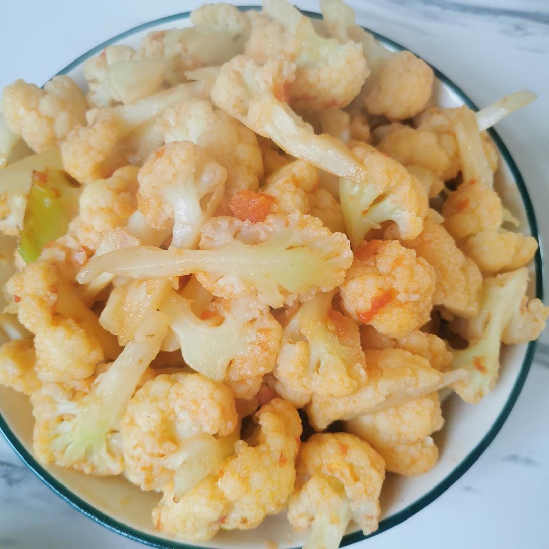 家常素炒菜花，清脆！