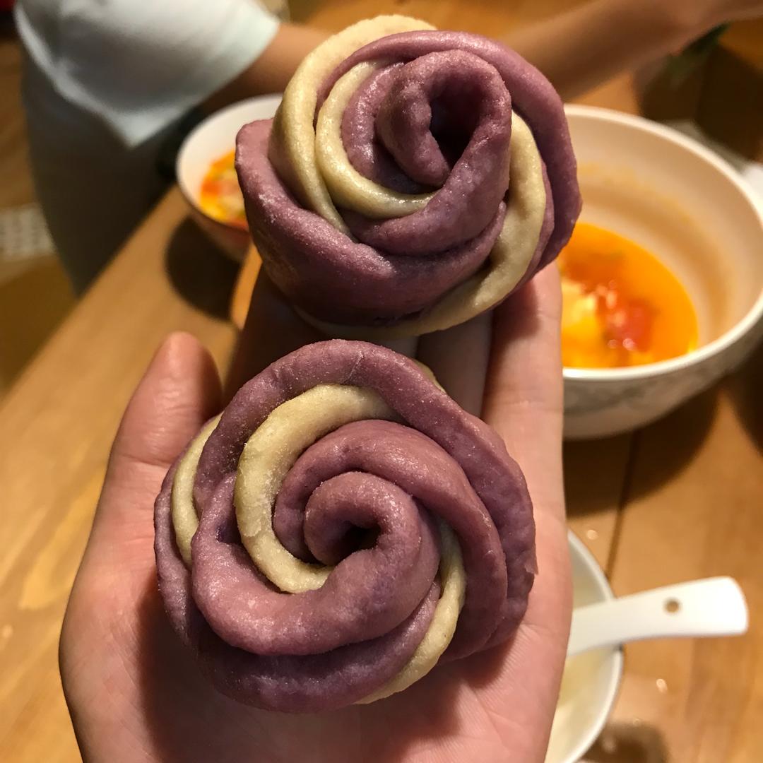 紫薯玫瑰花馒头