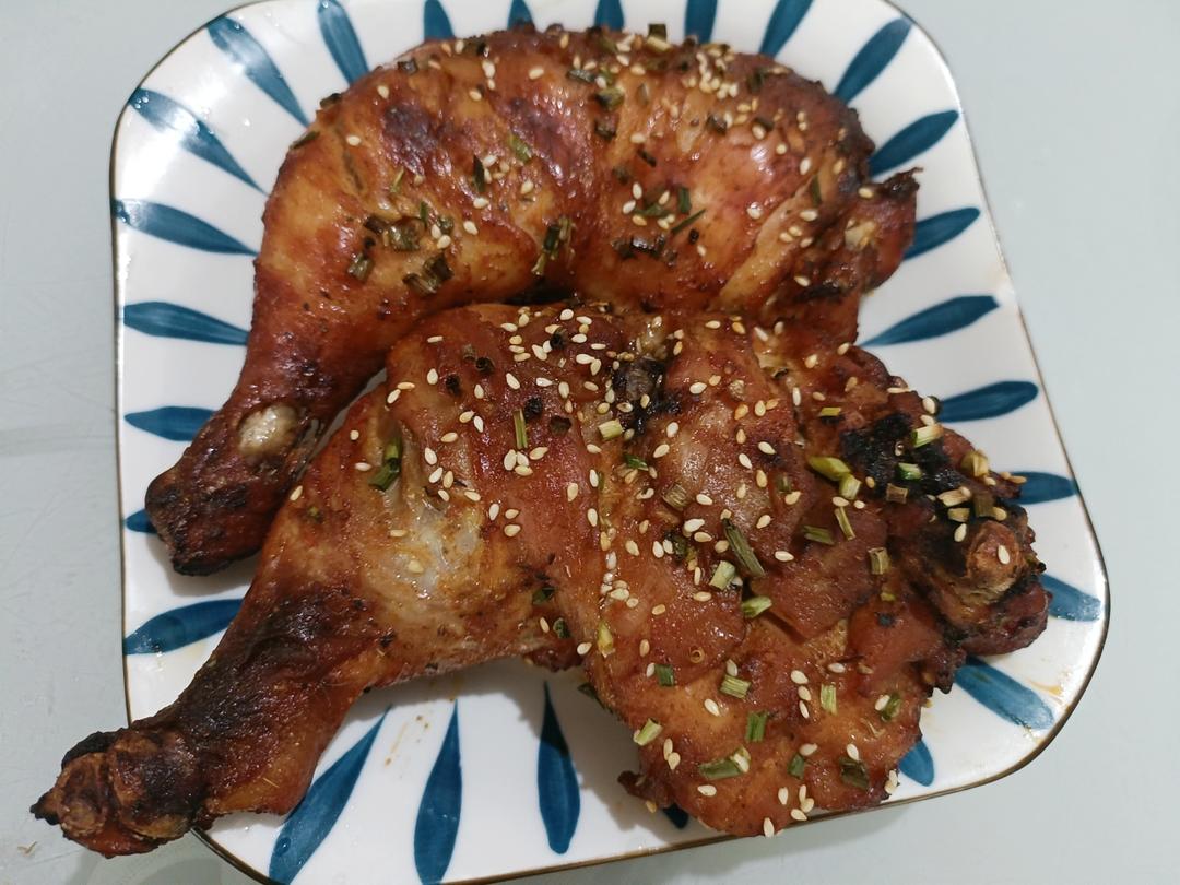 奥尔良大鸡腿空气炸锅我能吃一只