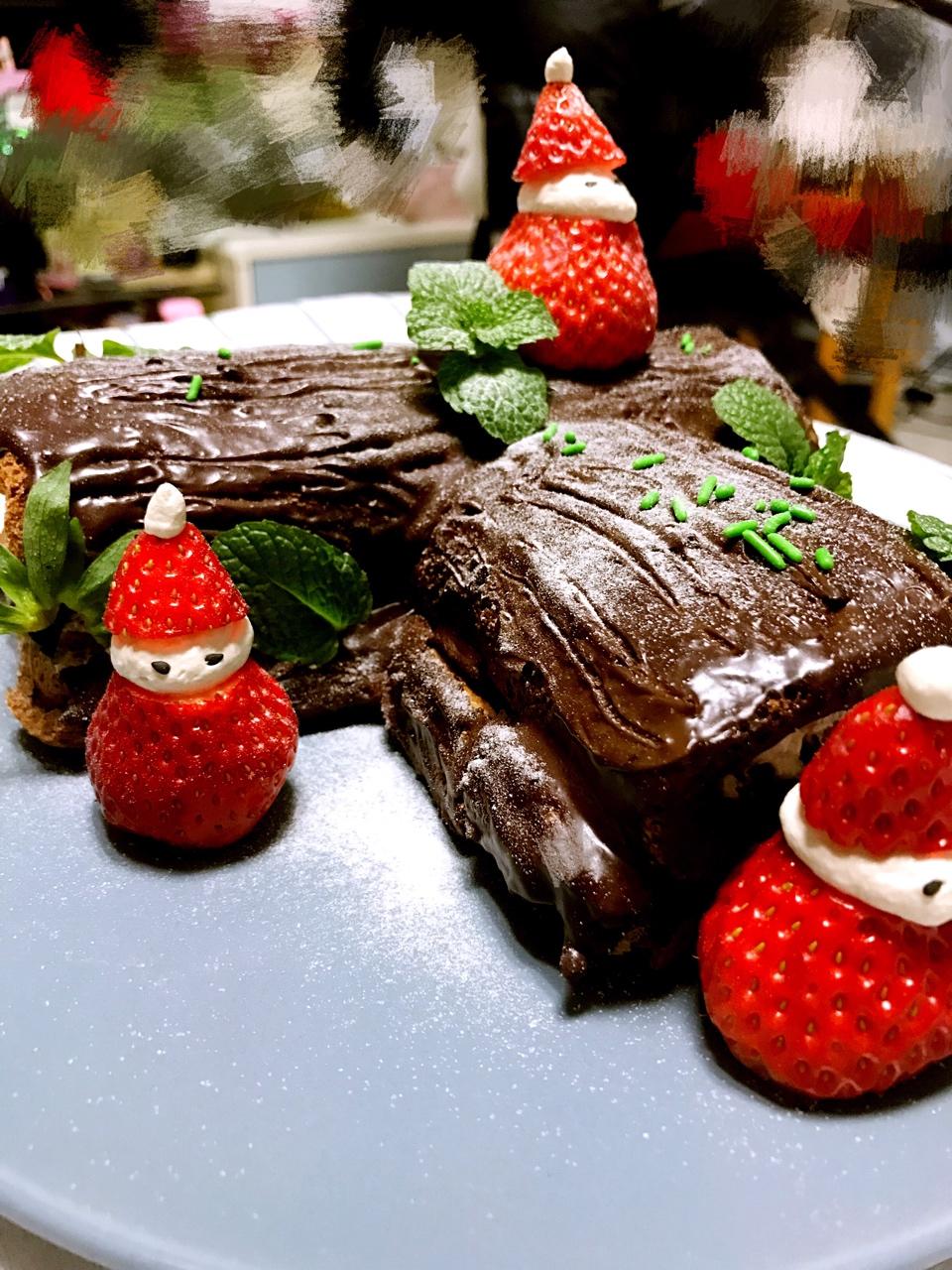 超简单圣诞树根蛋糕卷-超人气菜谱