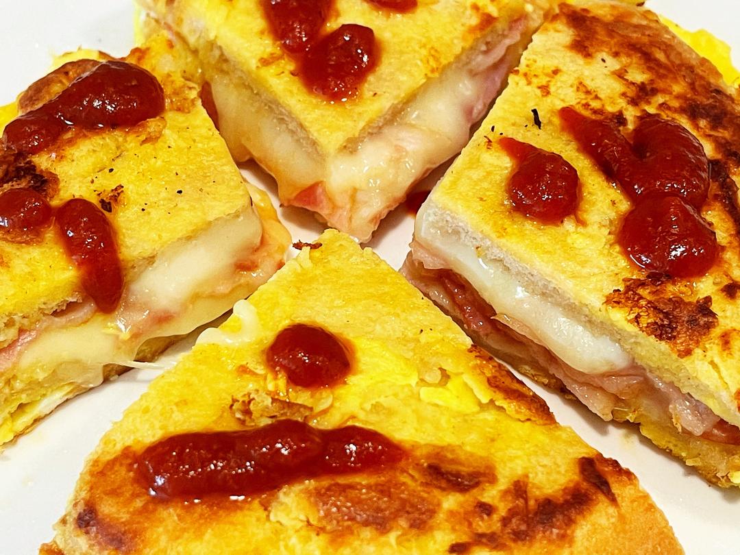 单身食谱～爆浆三明治早餐的做法