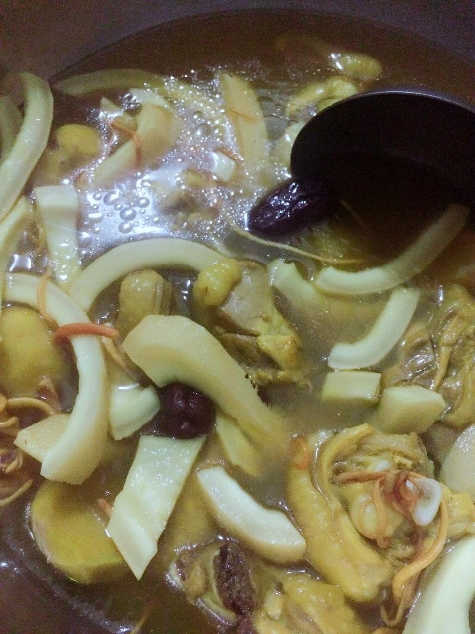 椰皇虫草花炖鸡汤