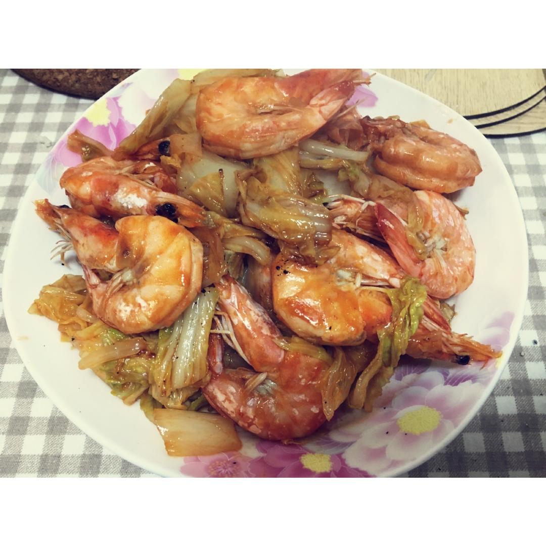 大虾炒白菜