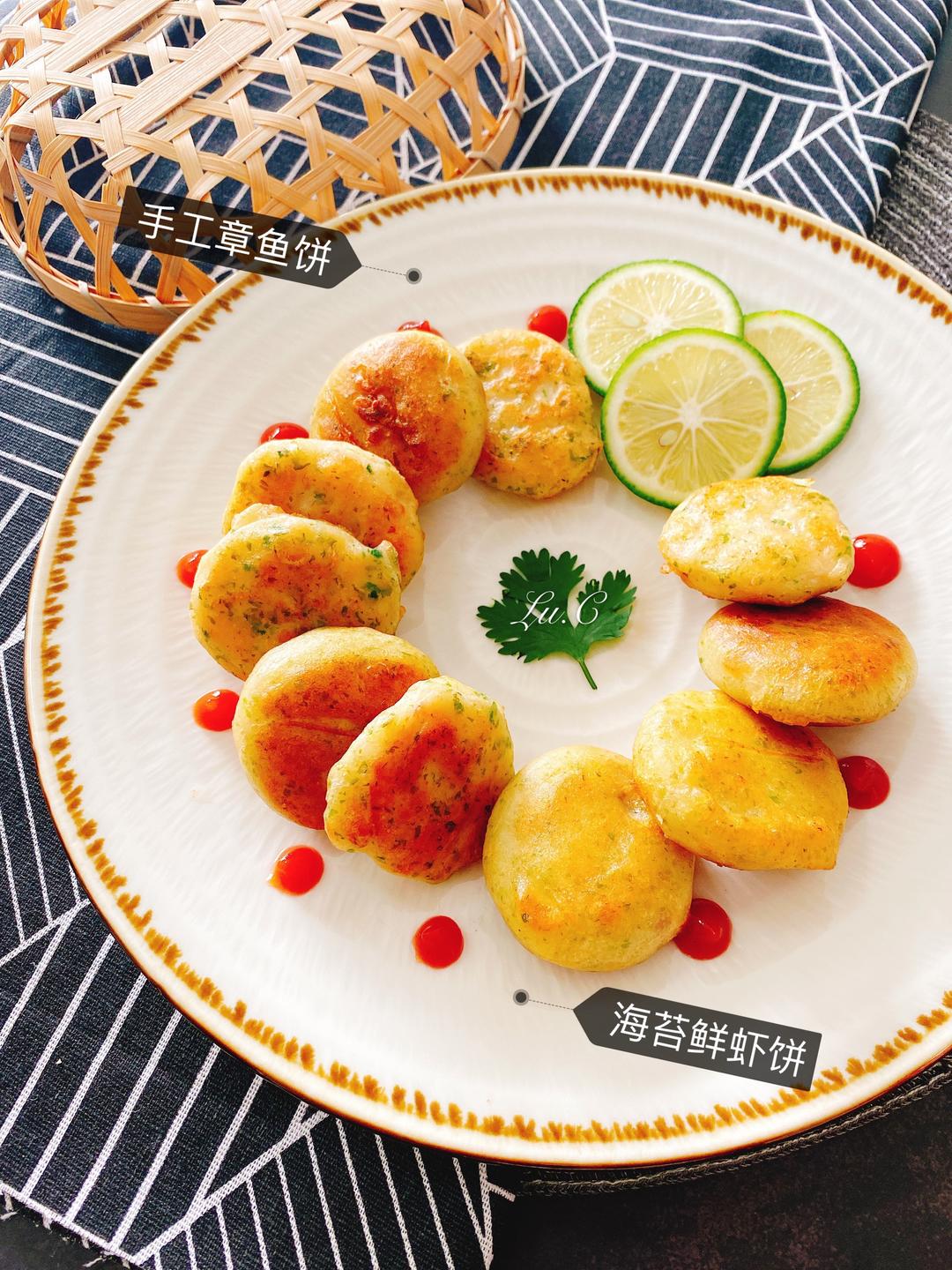 🦐《海苔鲜虾饼、手工章鱼饼料理》🐙香煎虾饼.章鱼饼_不需要厨艺😆轻松搞定👌的做法