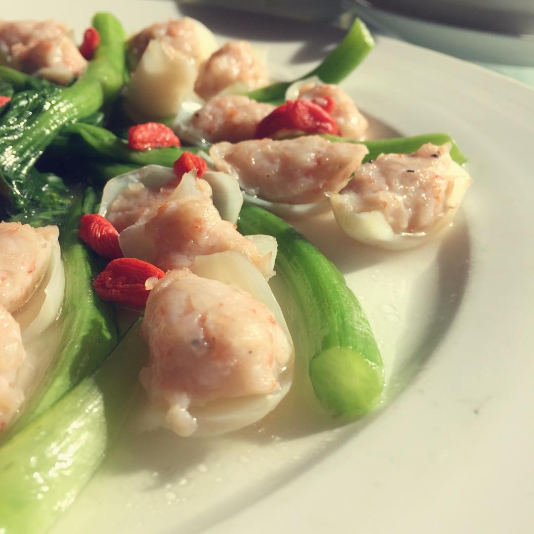 百合酿虾饺的做法