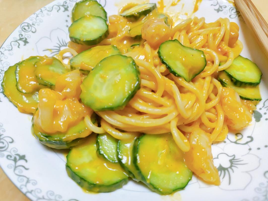 ⚠️低脂高蛋白🥚奶香浓香    🍝南瓜虾仁意面🍝