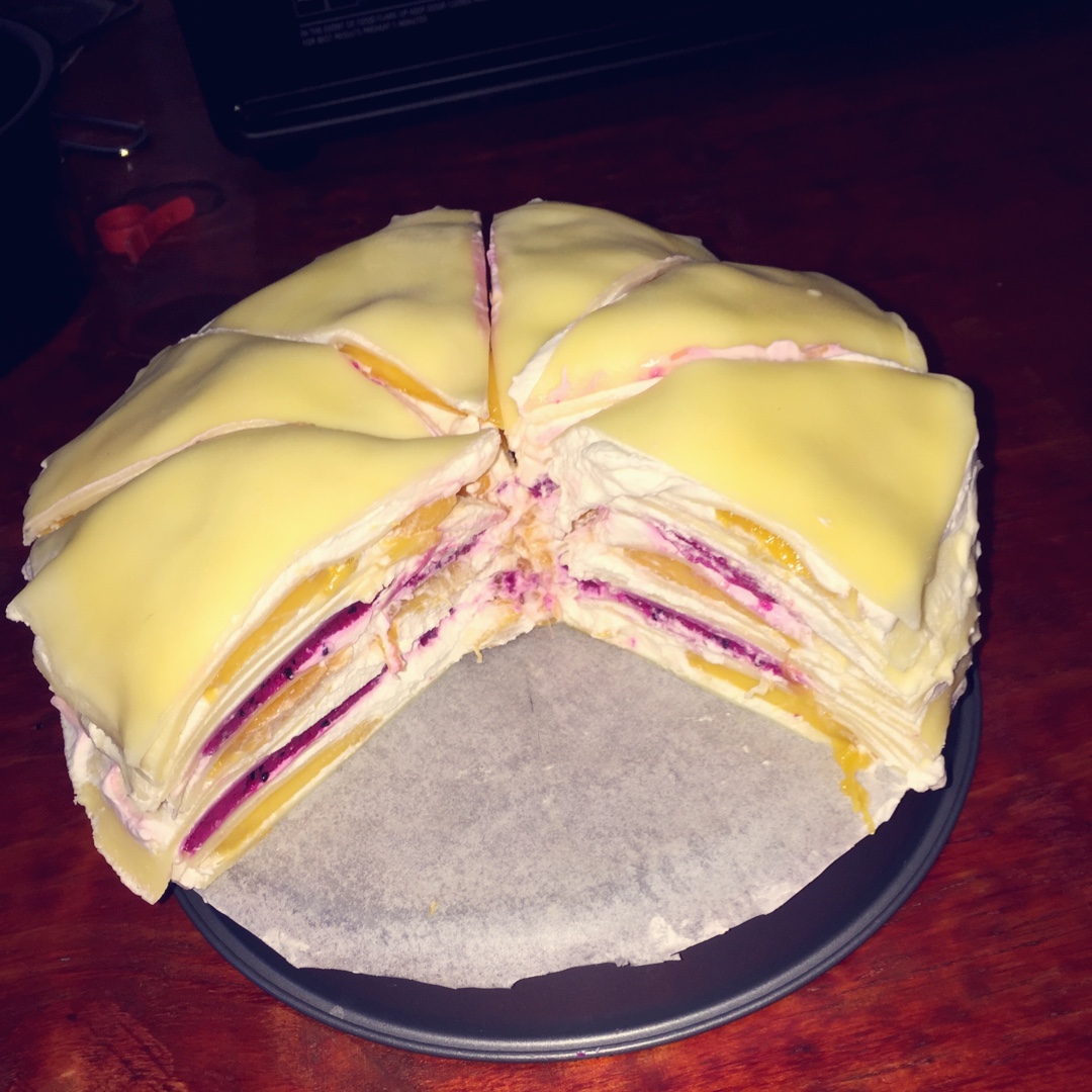 手机用户5726es9t做的芒果千层蛋糕8寸超软版