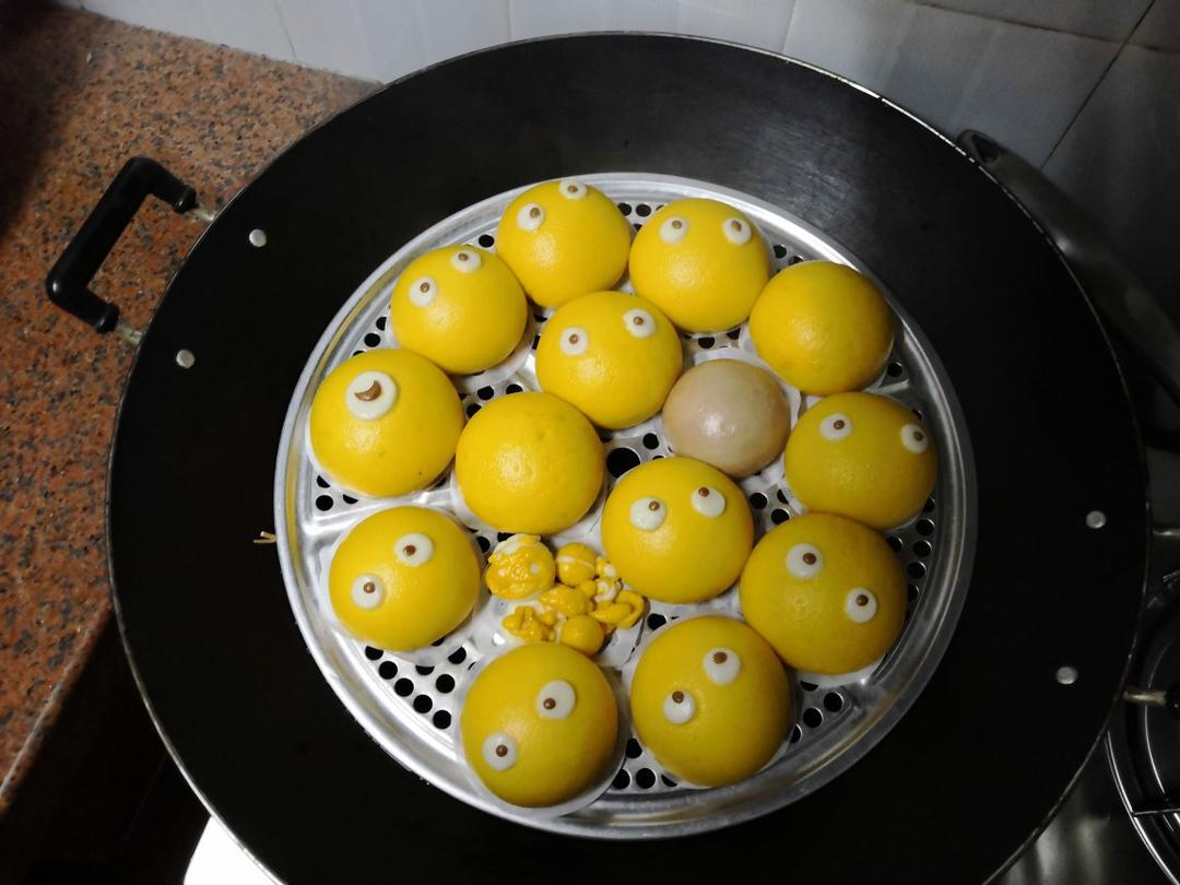 【原创】小黄人紫薯馅南瓜包子