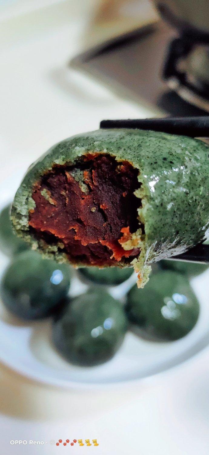 蛋黄肉松青团·艾草粉版