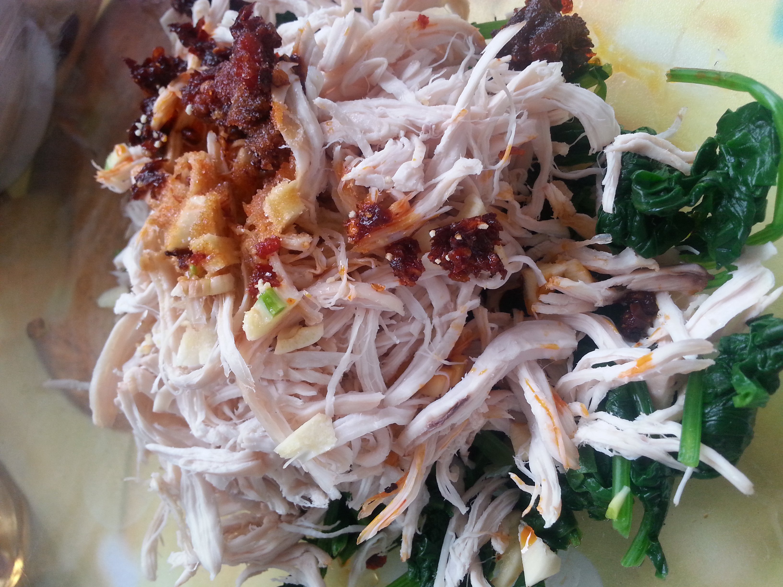 鸡丝菠菜杂拌