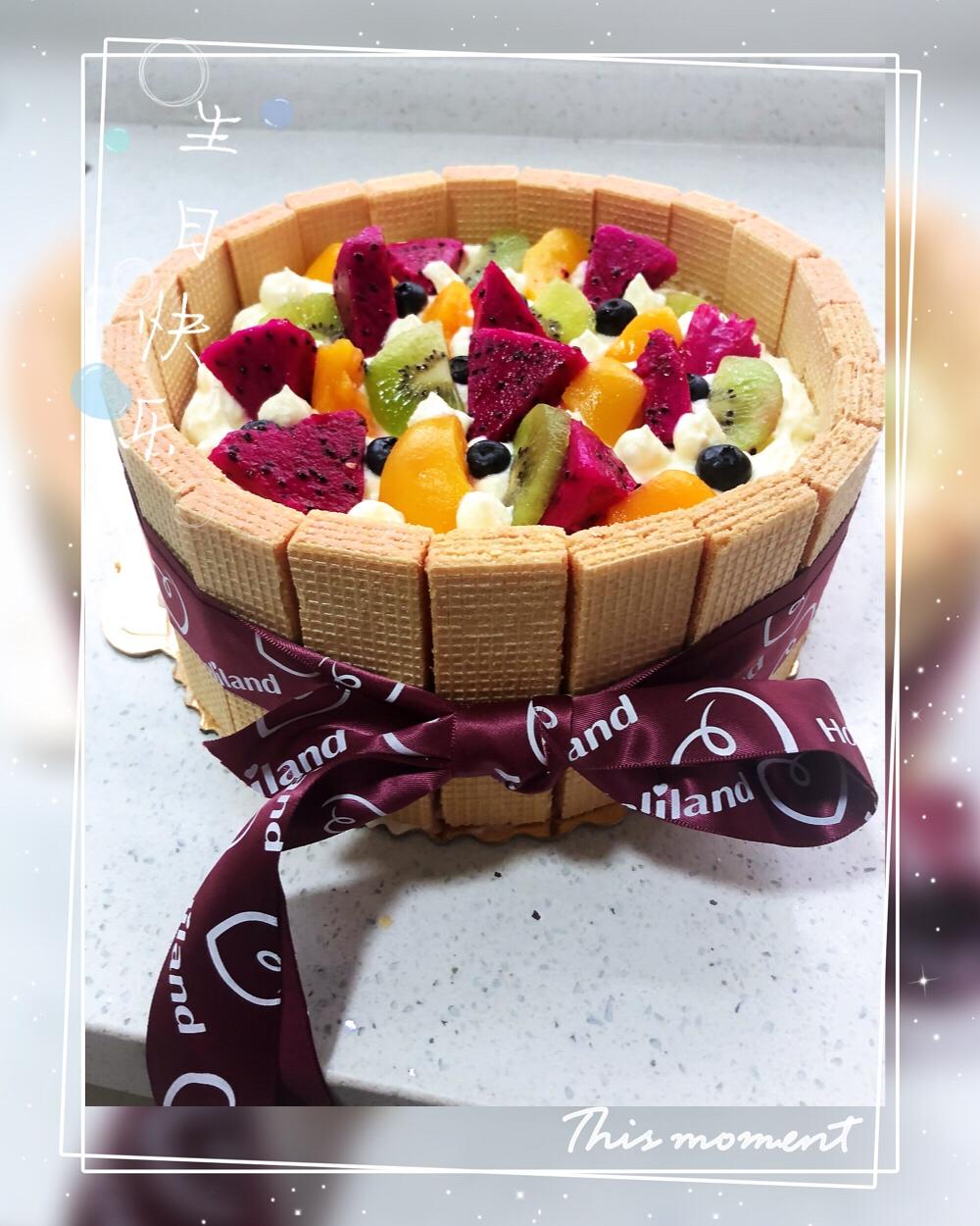 生日蛋糕教程【威化饼干围边】