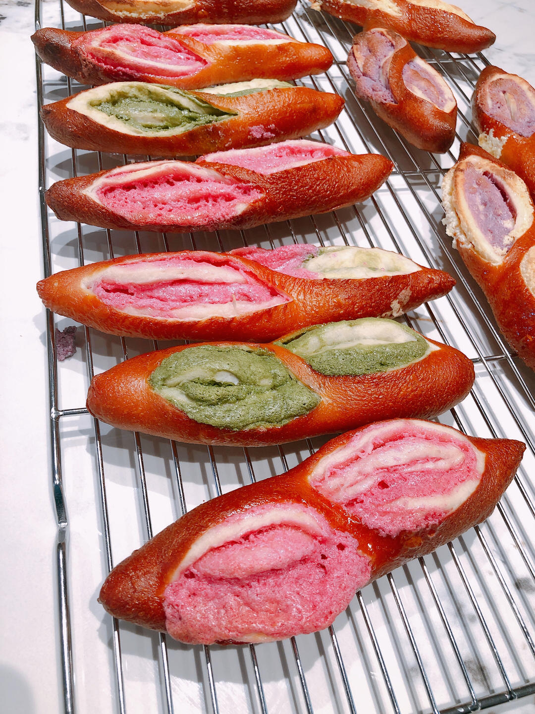 原味（抹茶）2款奶酥馅德式碱水面包｜一次搞定两种口味｜高颜值｜快手｜免手套膜｜免发酵