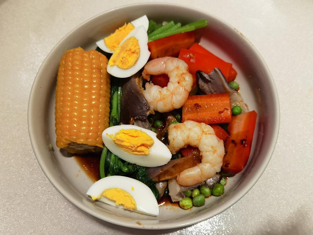 减脂餐--虾仁鸡蛋西蓝花