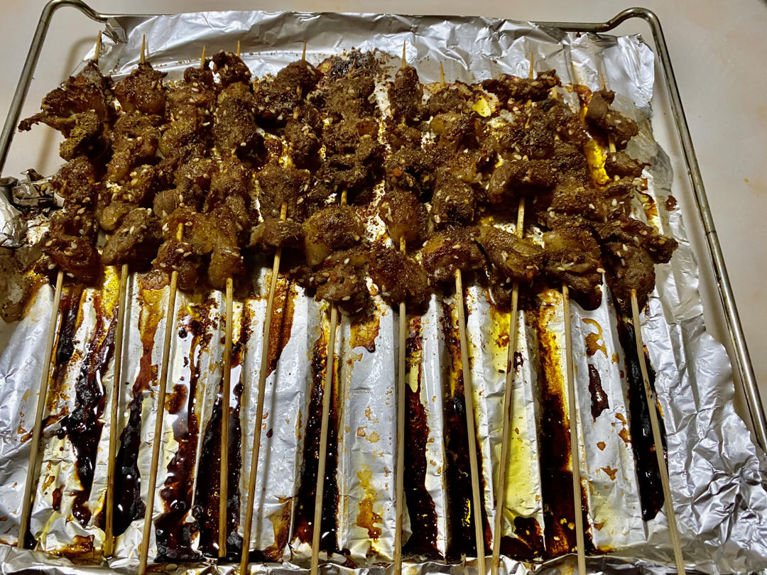 元气瑞芳做的烤羊肉串(烤箱版)