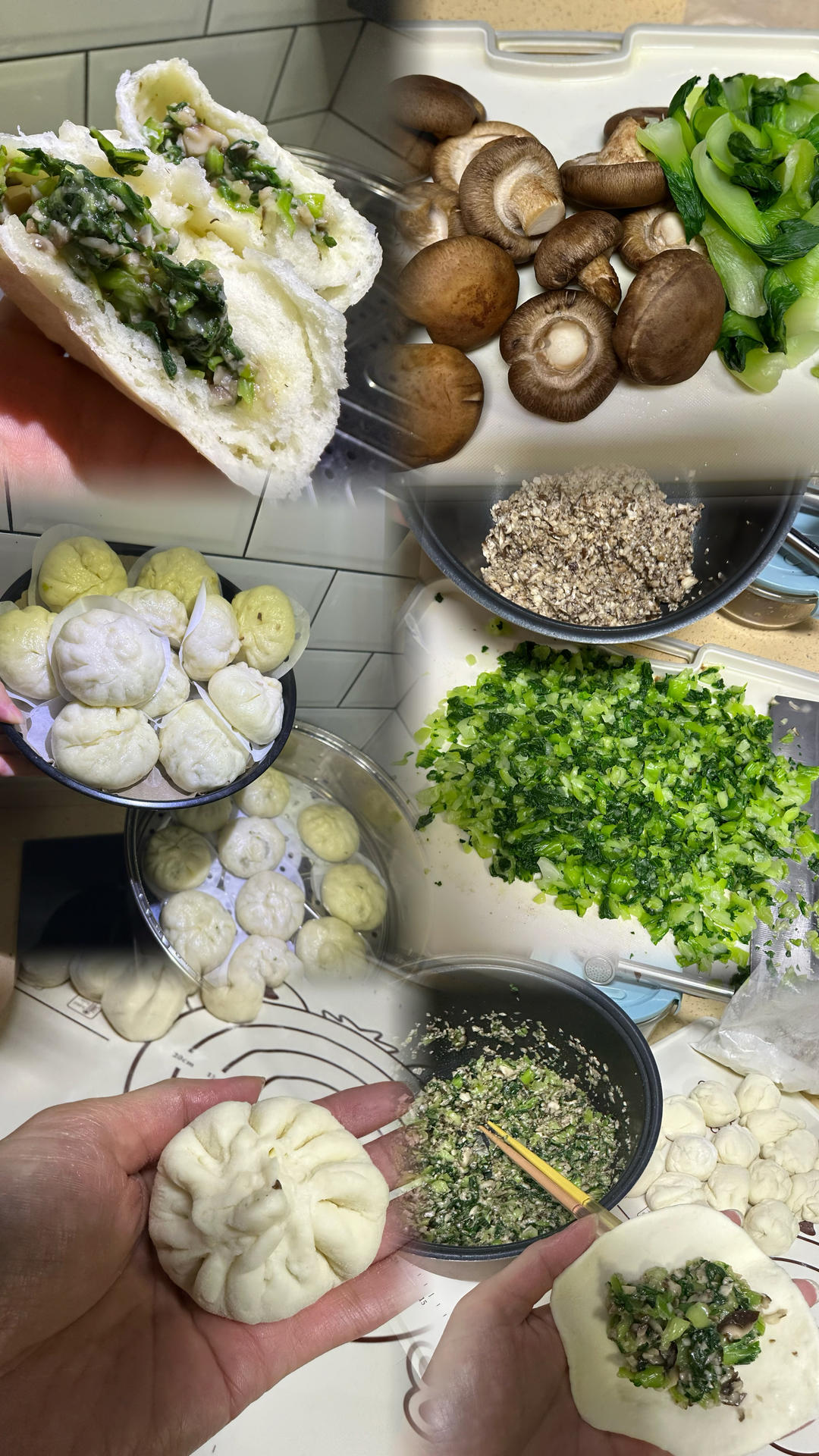 纯素馅，香菇油菜包的做法，营养鲜美，买都买不到