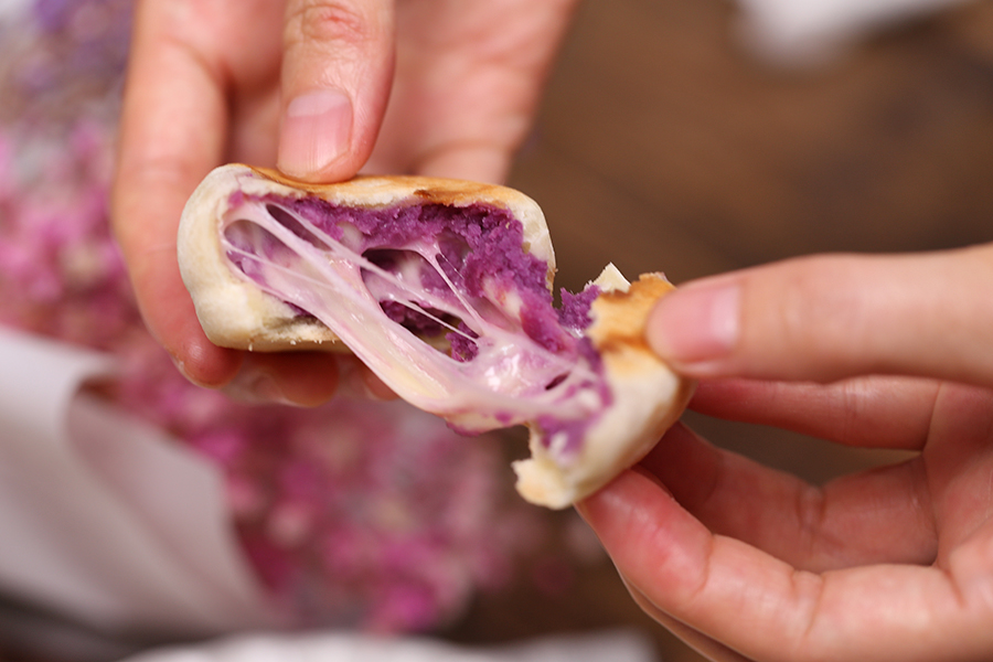 网红紫薯拉丝仙豆糕，好吃到飞起！的做法 步骤17