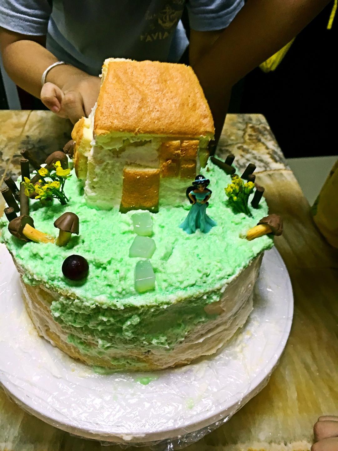 这道菜手机用户0317_7bnt儿子说他要一个有房子有草地有花的生日蛋糕