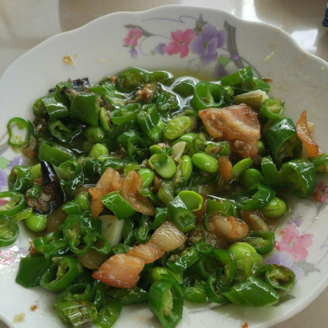 青椒毛豆炒肉丝