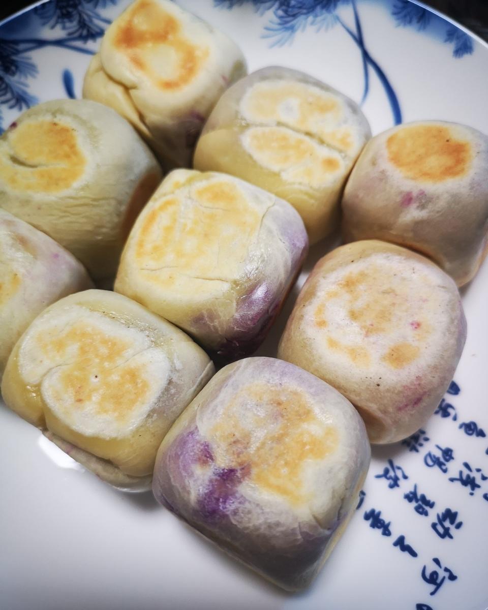 网红爆浆香芋紫薯仙豆糕，只需一口平底锅