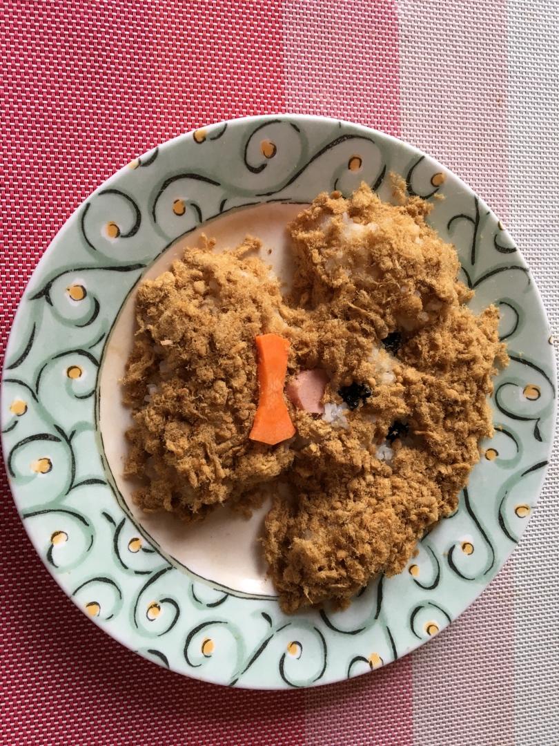 哄娃人气早餐【咸蛋黄肉松饭团】泰迪版-每天都是六一节