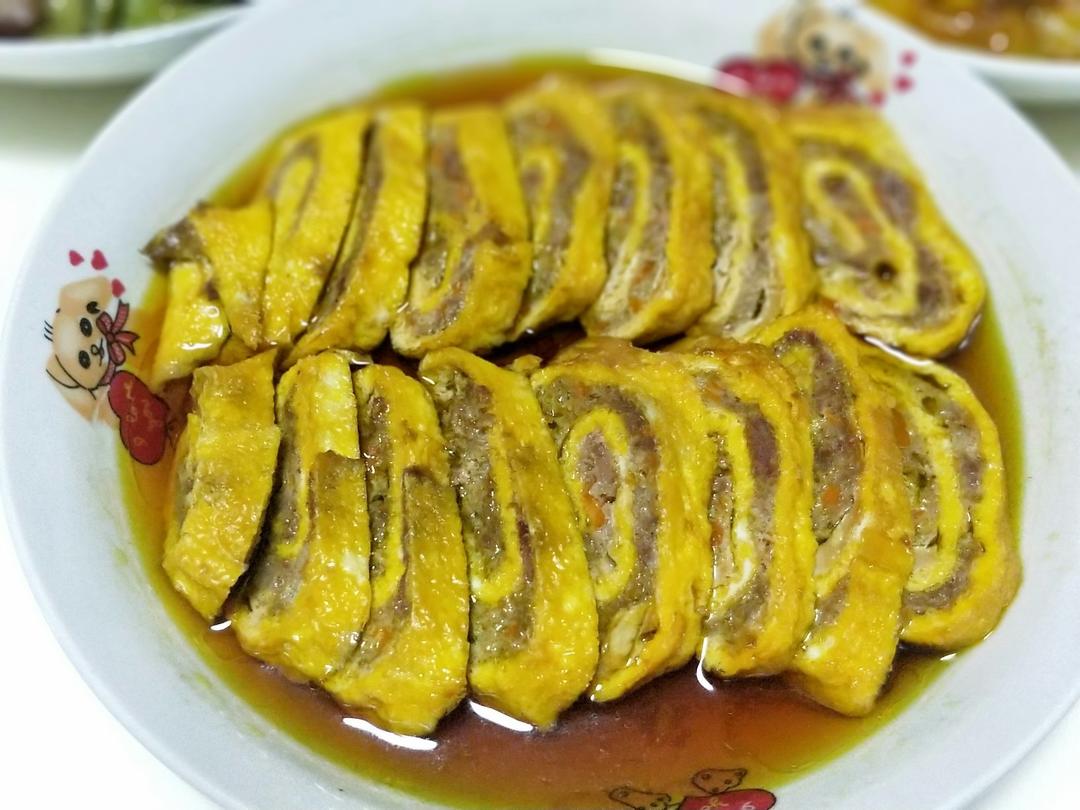 老爸的手艺---蒸肉蛋卷