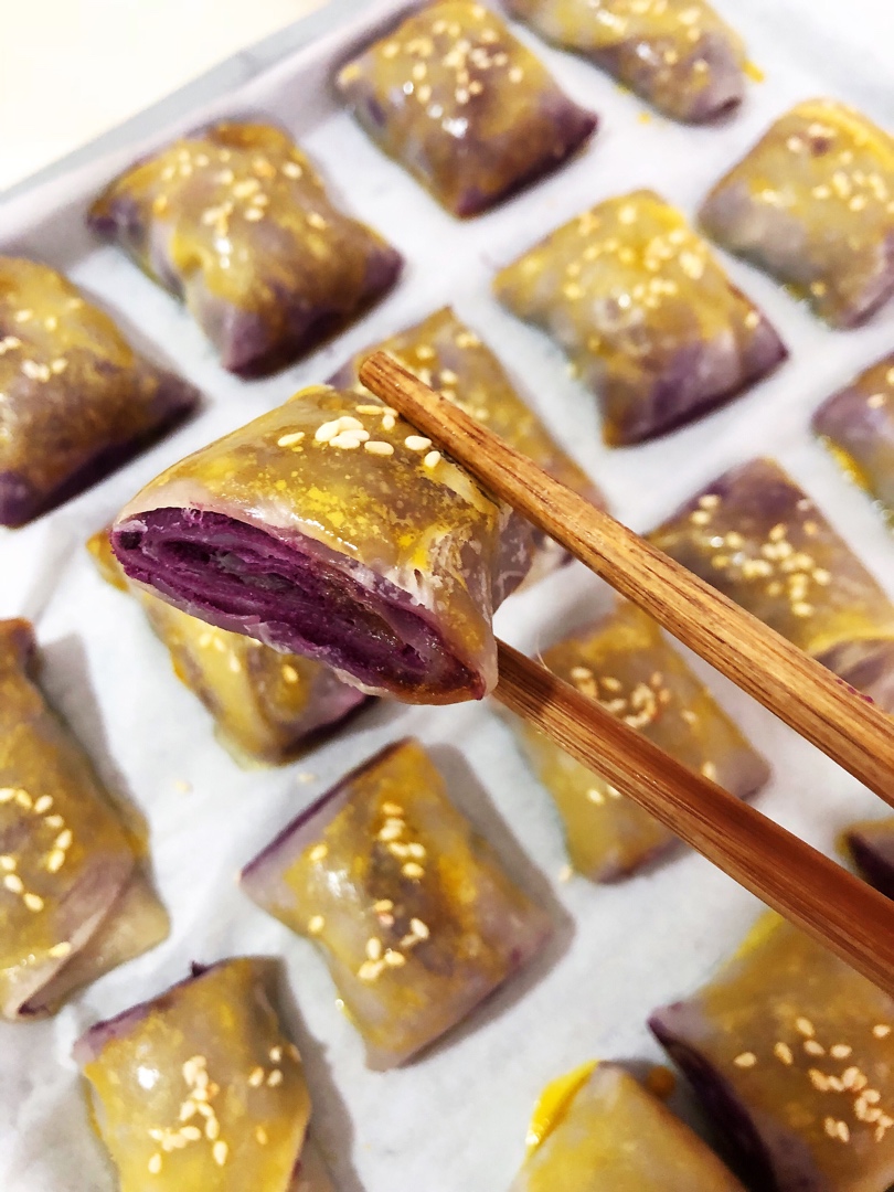 超简单的紫薯酥（手抓饼版）