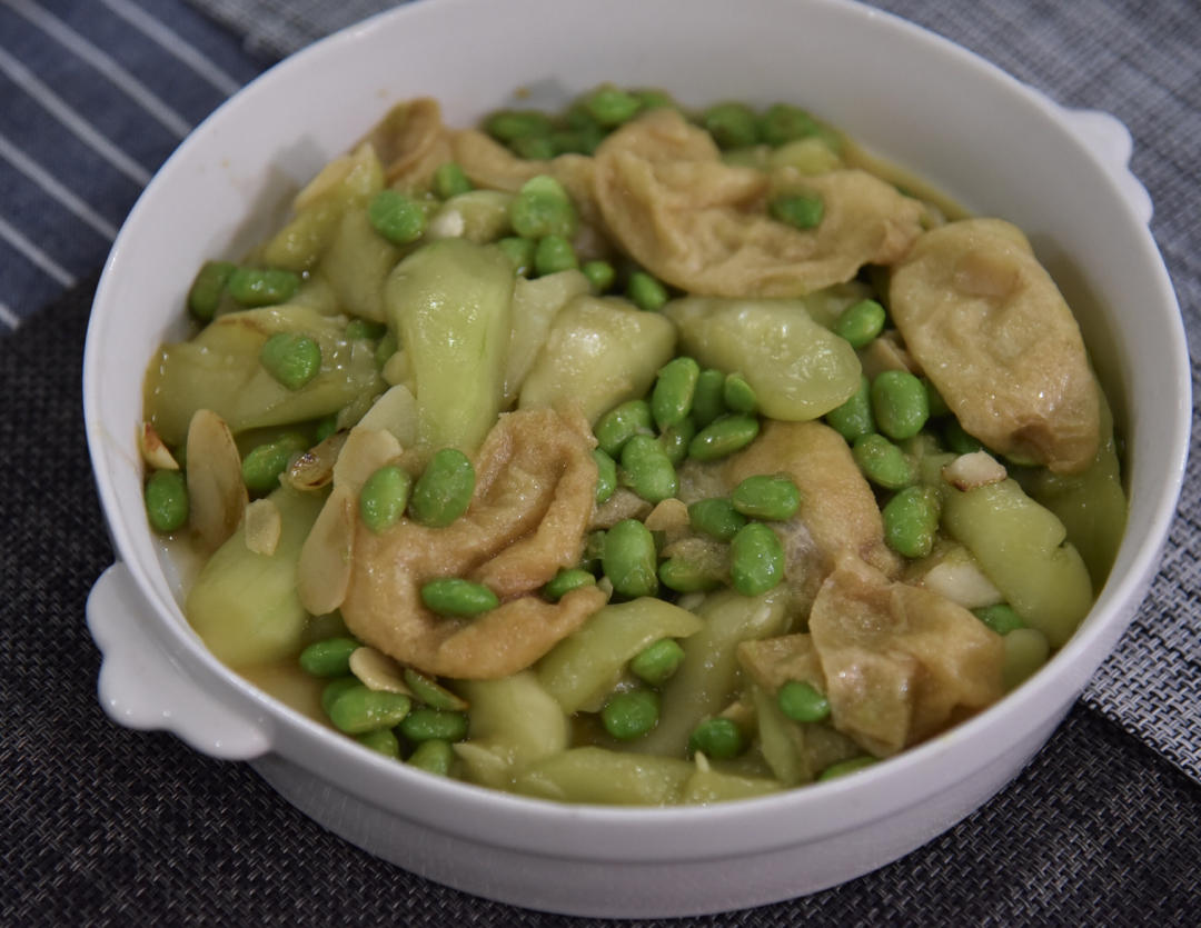 丝瓜毛豆烧油面筋