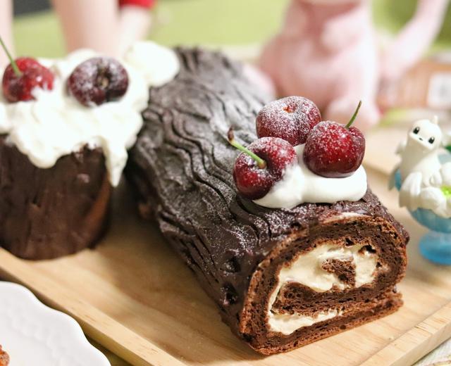 【甜点】冬日树桩蛋糕（巧克力咖啡蛋糕卷）