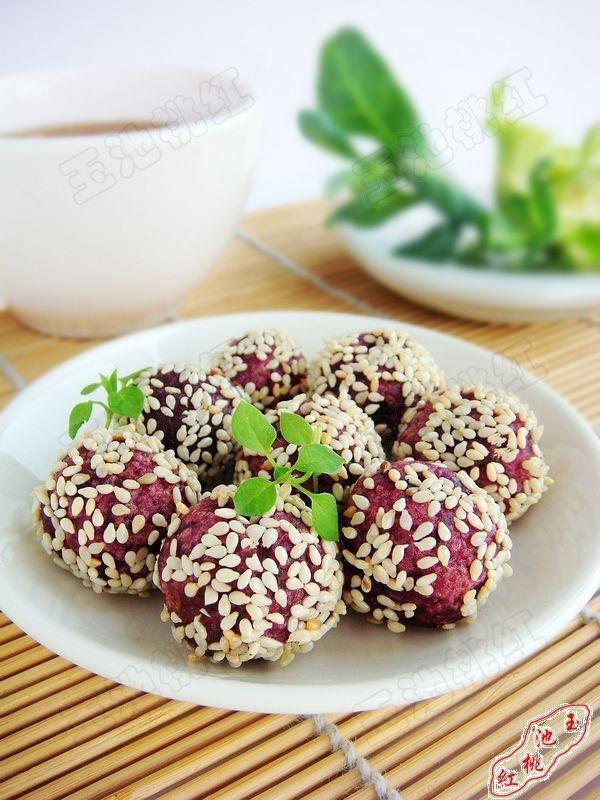 芝香紫薯小麻团