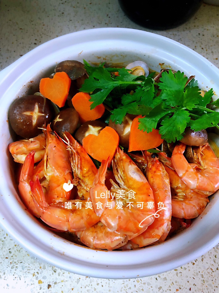 海鲜砂锅煲～少油简易版大虾粉丝锅的做法 步骤9