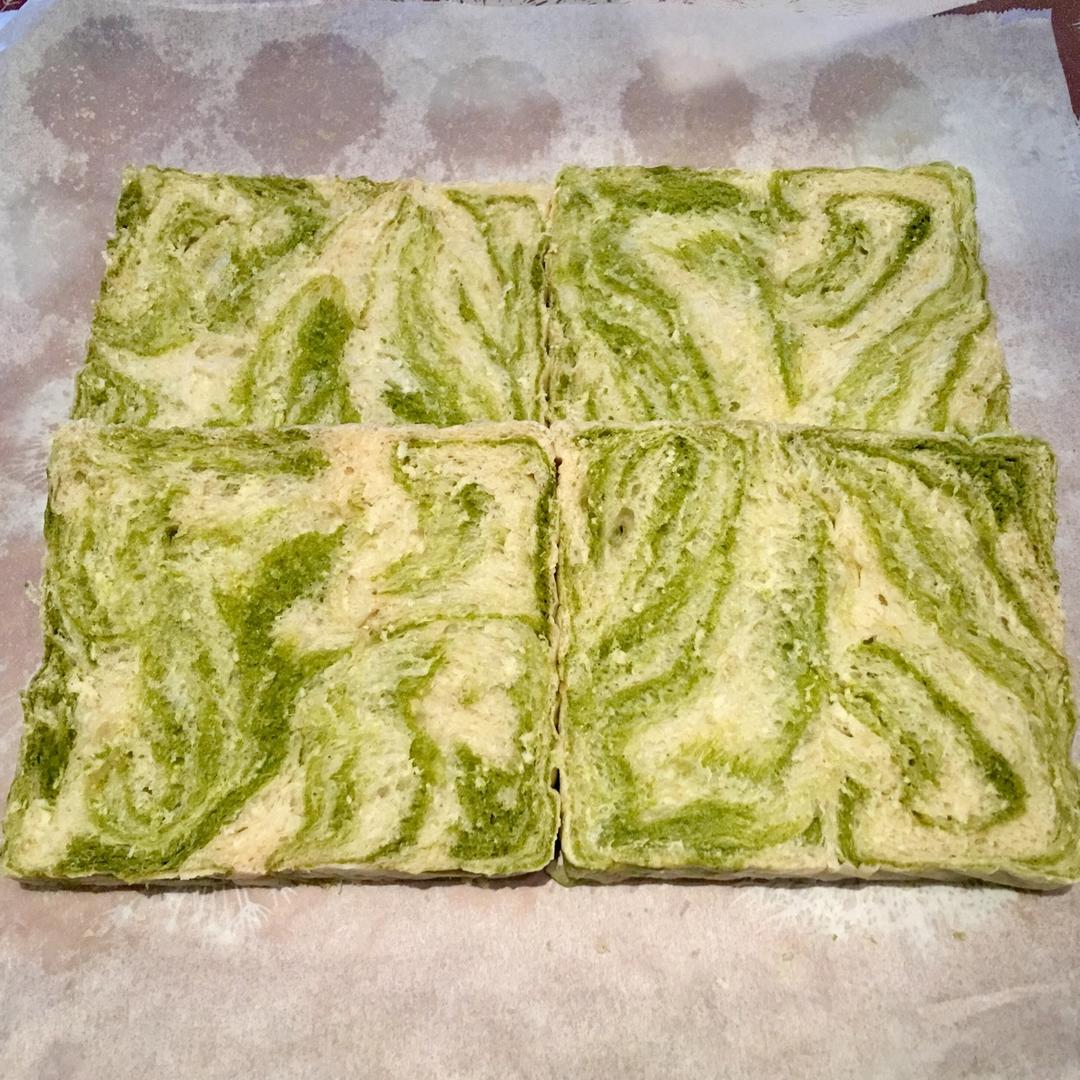 汤种抹茶大理石纹吐司（水立方模）