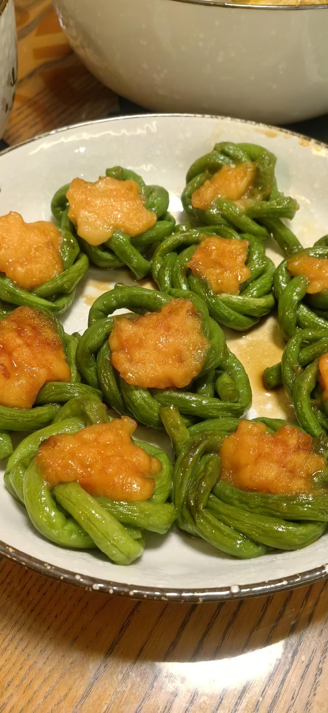 豆角酿虾滑