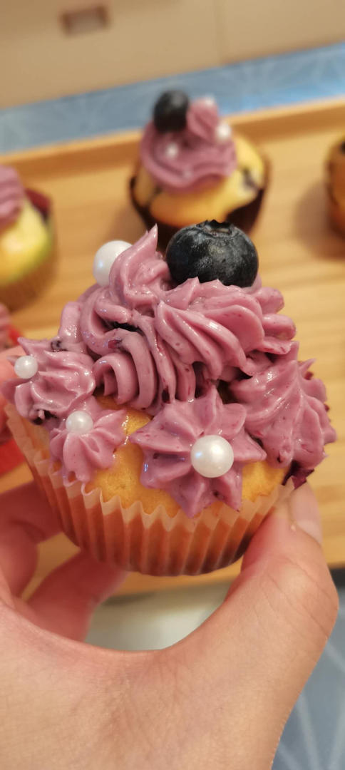 爆浆蓝莓黄油翻糖Cupcake纸杯子蛋糕（裱花清晰）C20