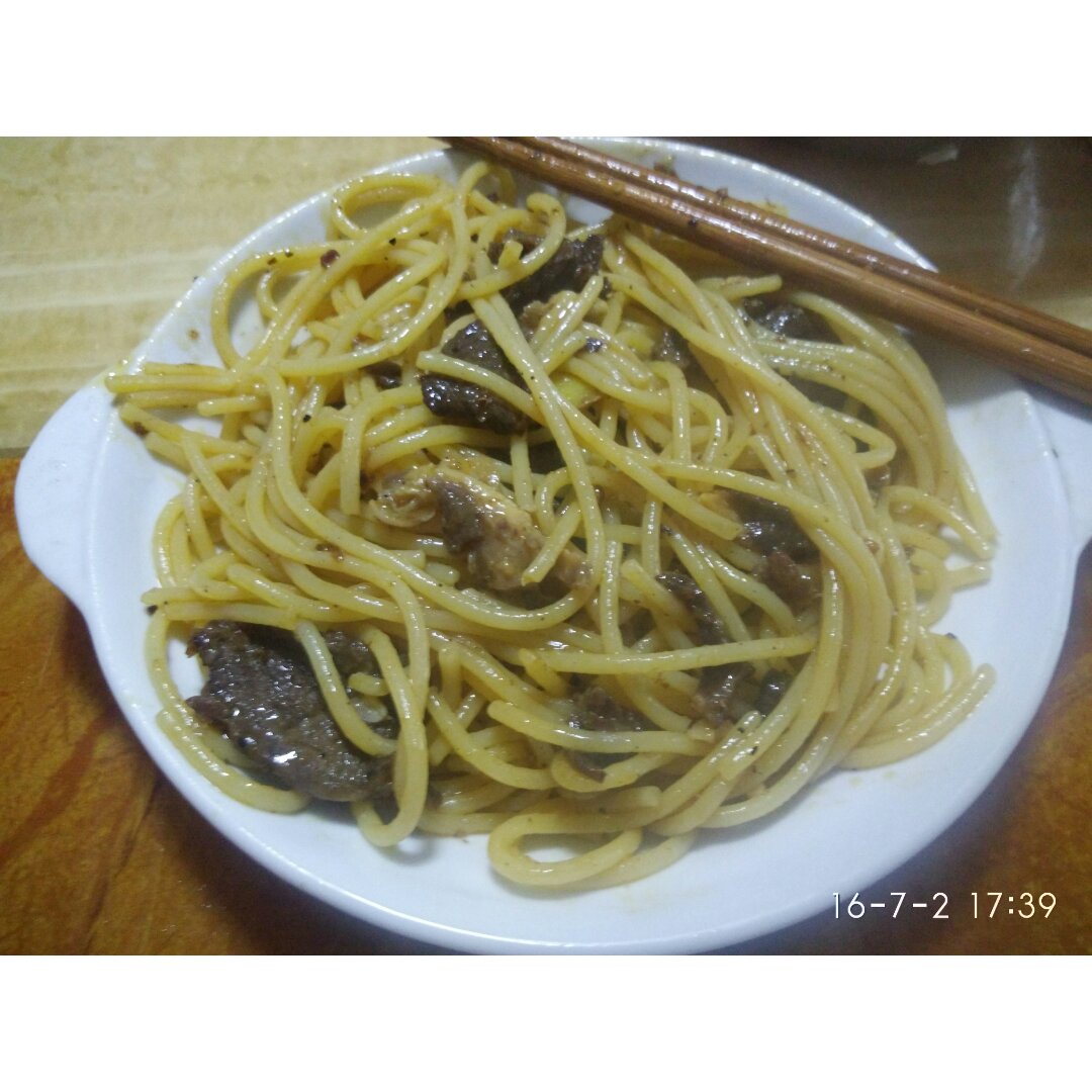 黑椒猪肉炒意面