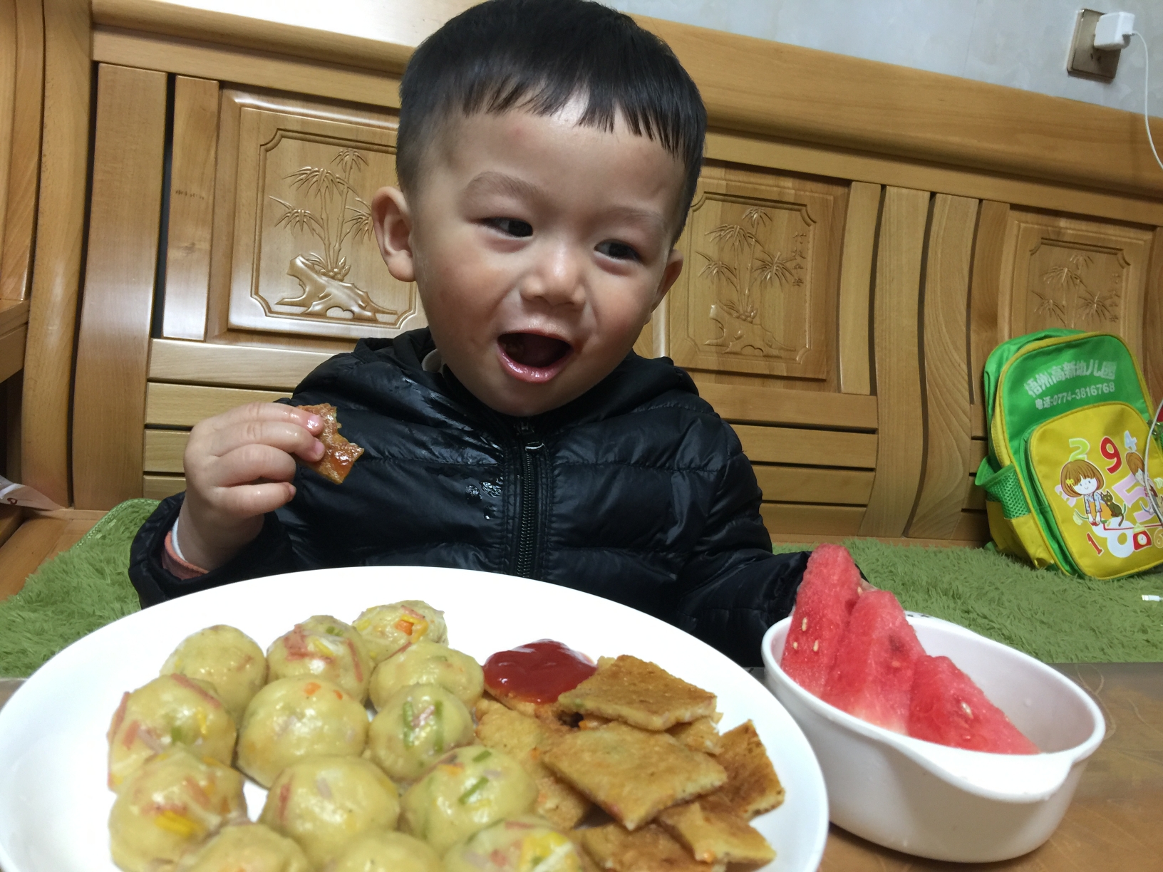 沫辰辅食–颗粒面丸子+煎饼的做法