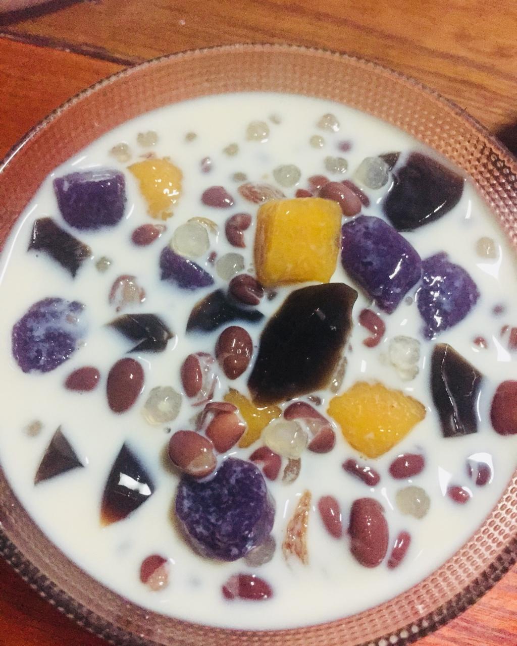 咕噜咕噜瘦八做的芋圆红豆奶茶