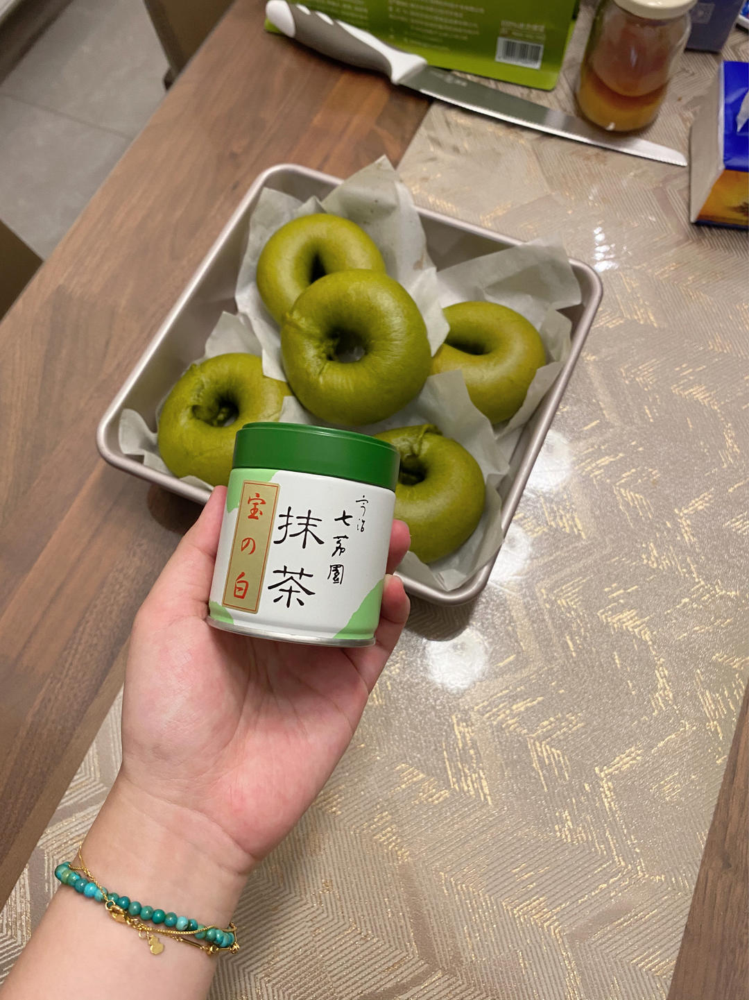 快手的抹茶贝果