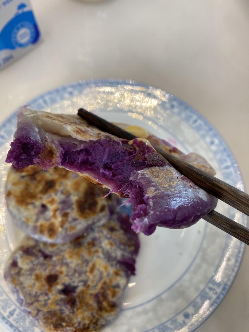 超快手不揉面不放油的低脂奶香紫薯饼