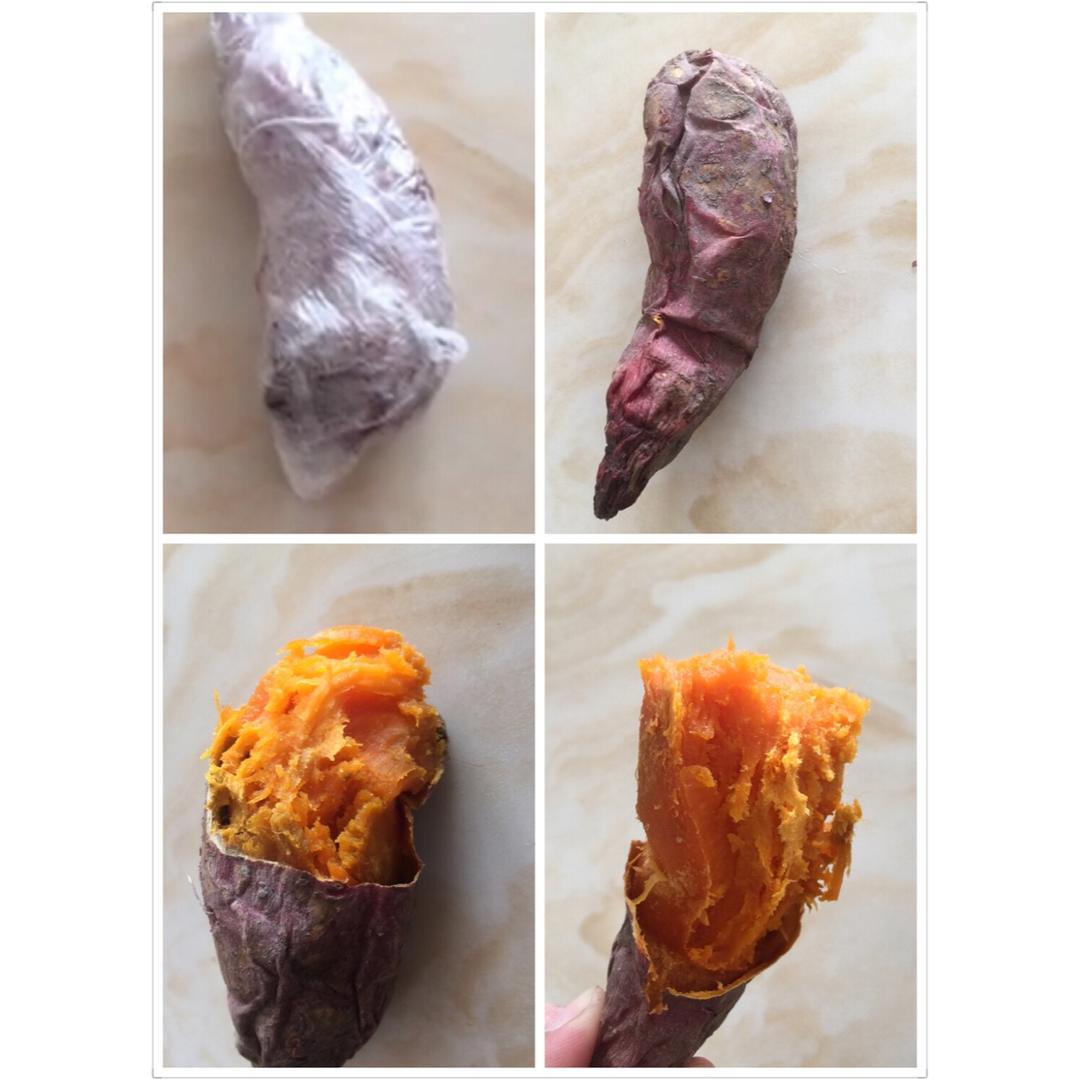 保鲜膜大法版微波炉烤红薯