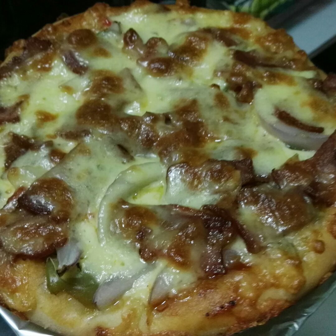 8寸披萨底——培根蘑菇披萨