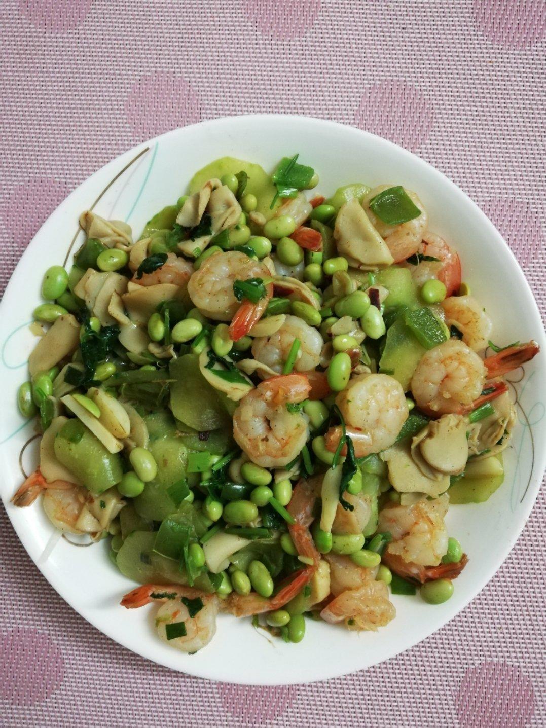 杏鲍菇黄瓜炒虾仁