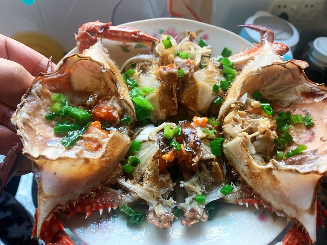 葱油红膏蟹、梭子蟹，美味的比饭店里的都好吃