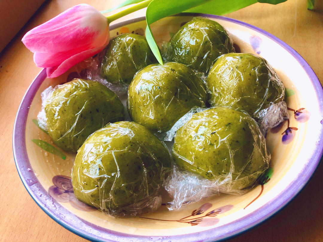 网红青团～～咸蛋黄肉松青团
