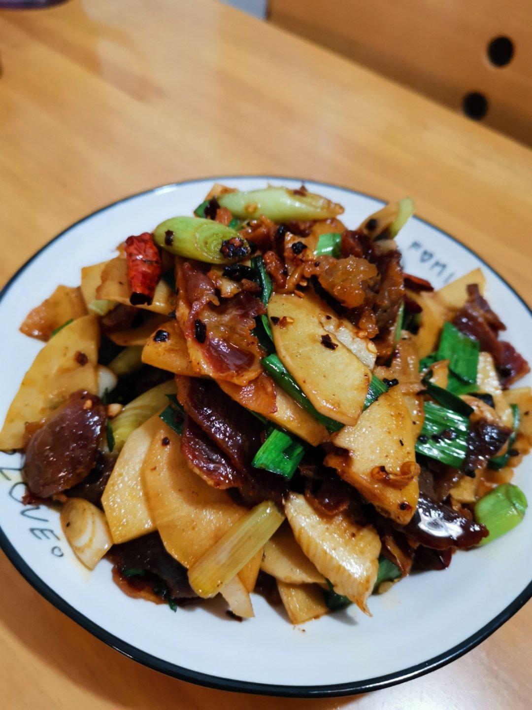 春雷鲜笋炒腊肉（多图，内附详细笋的处理方法）