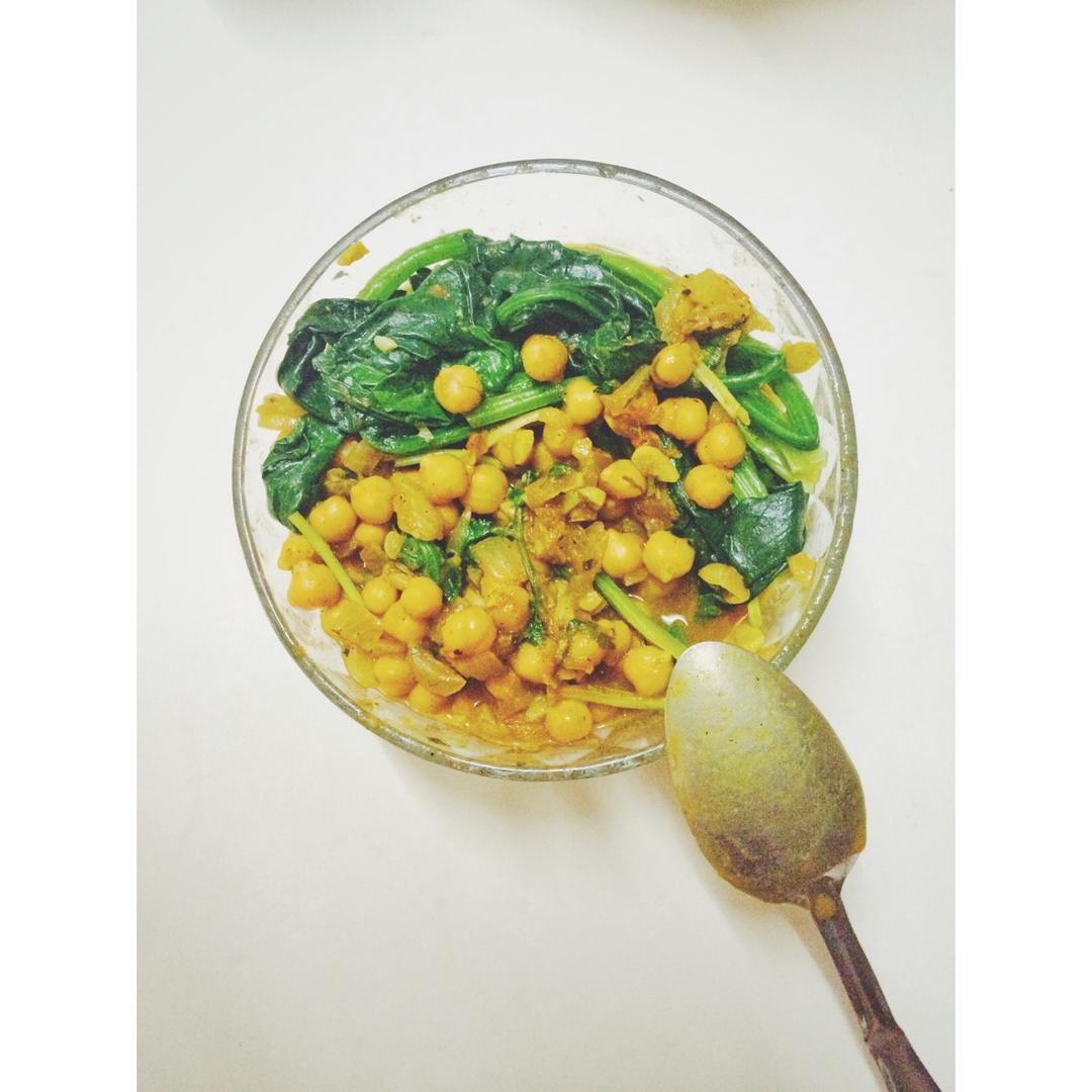 鹰嘴豆咖椰炖菠菜