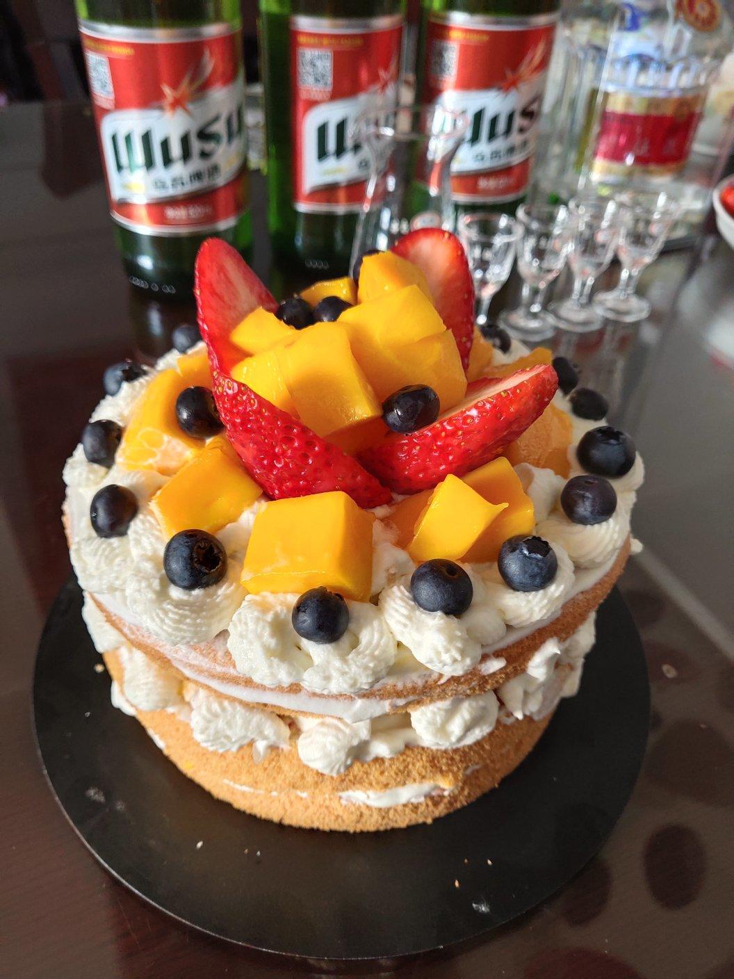 不会抹奶油也可以做的水果裸蛋糕～