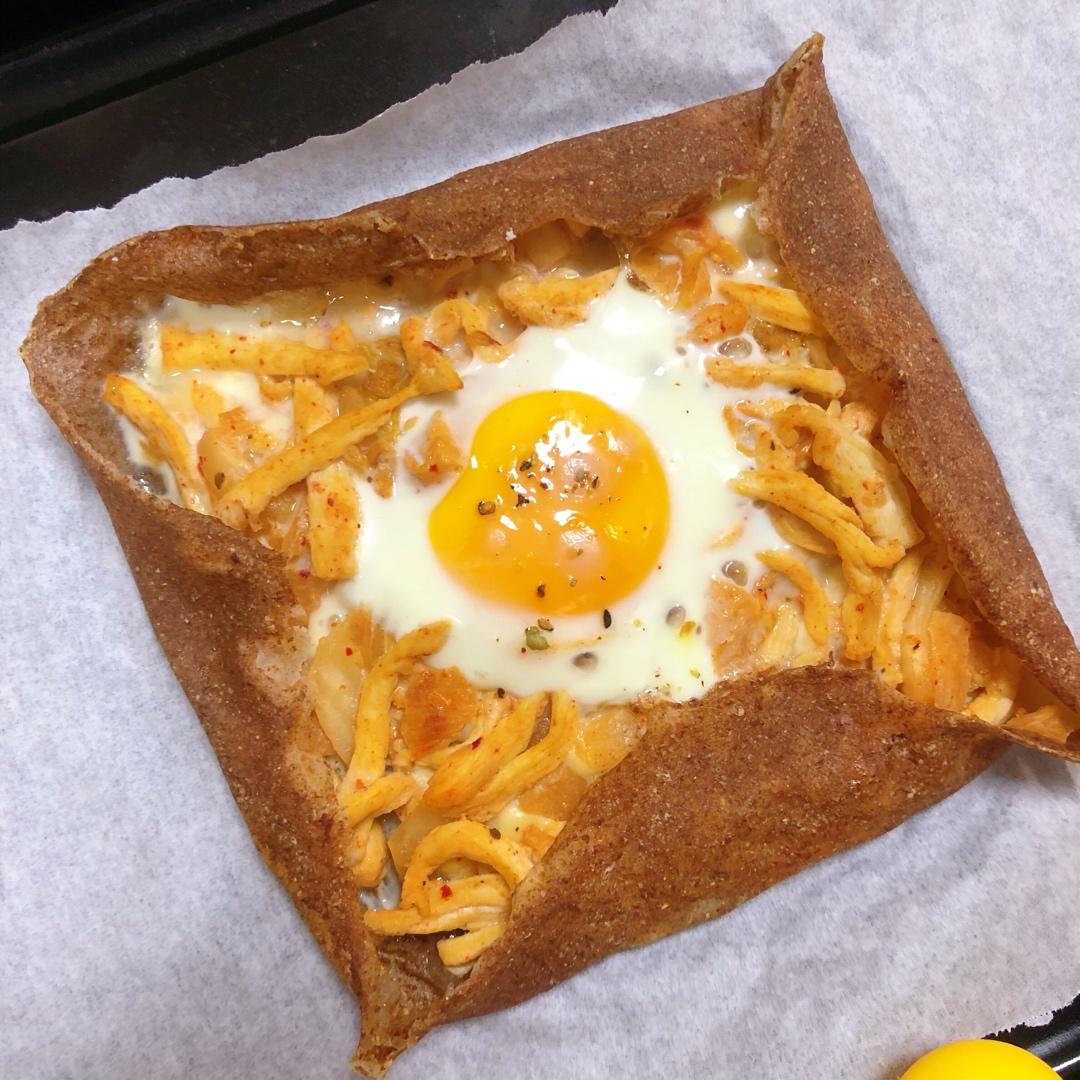 网红全麦口蘑培根烤蛋饼&辣鸡泡菜芝士焗蛋饼【健康一手握】