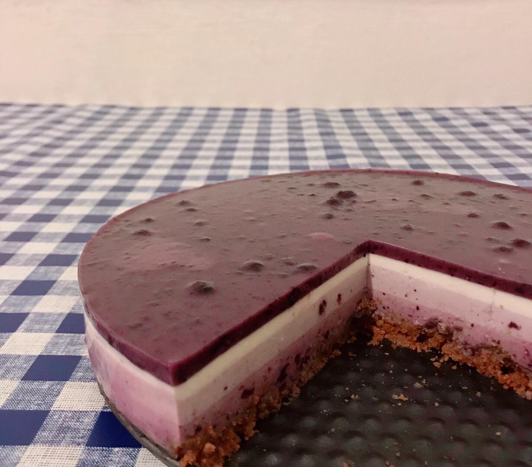 渐变蓝莓冻芝士蛋糕（免烤）