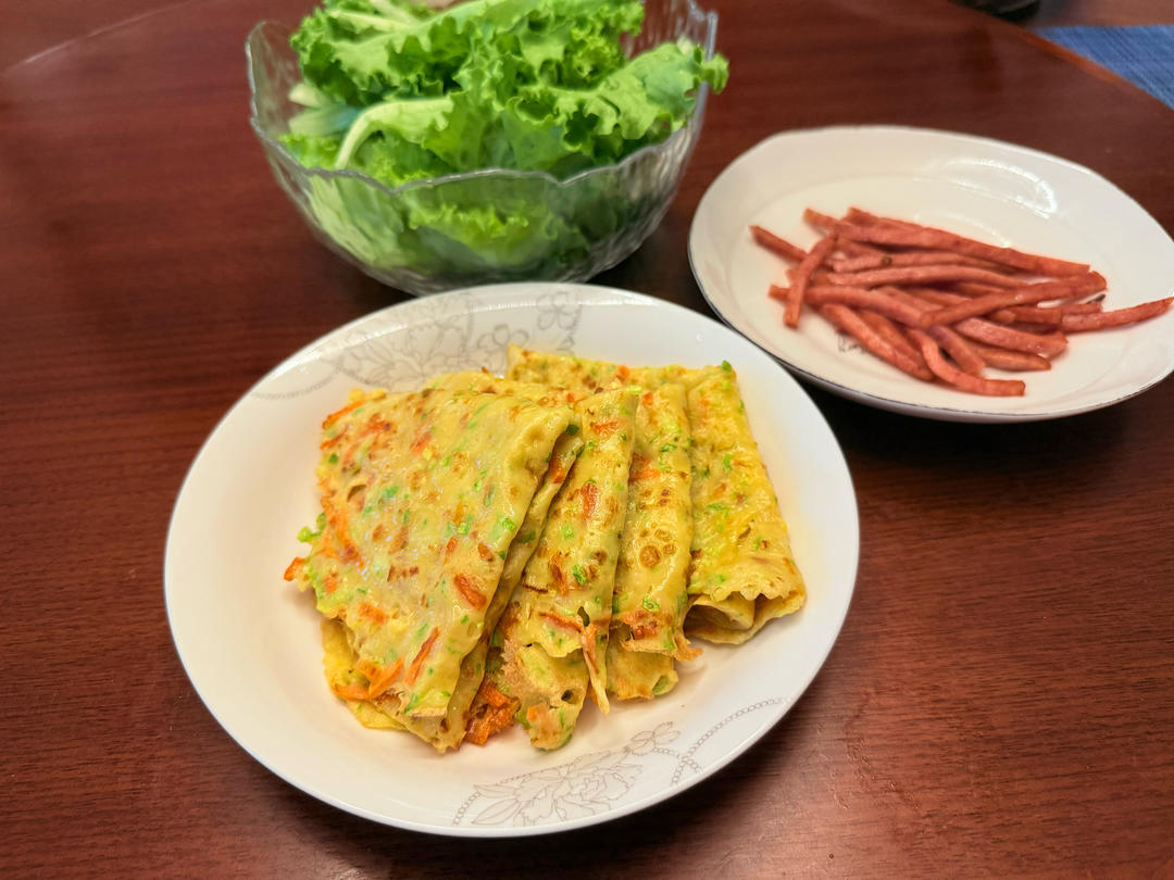快手减脂健身早餐：蔬菜玉米面饼