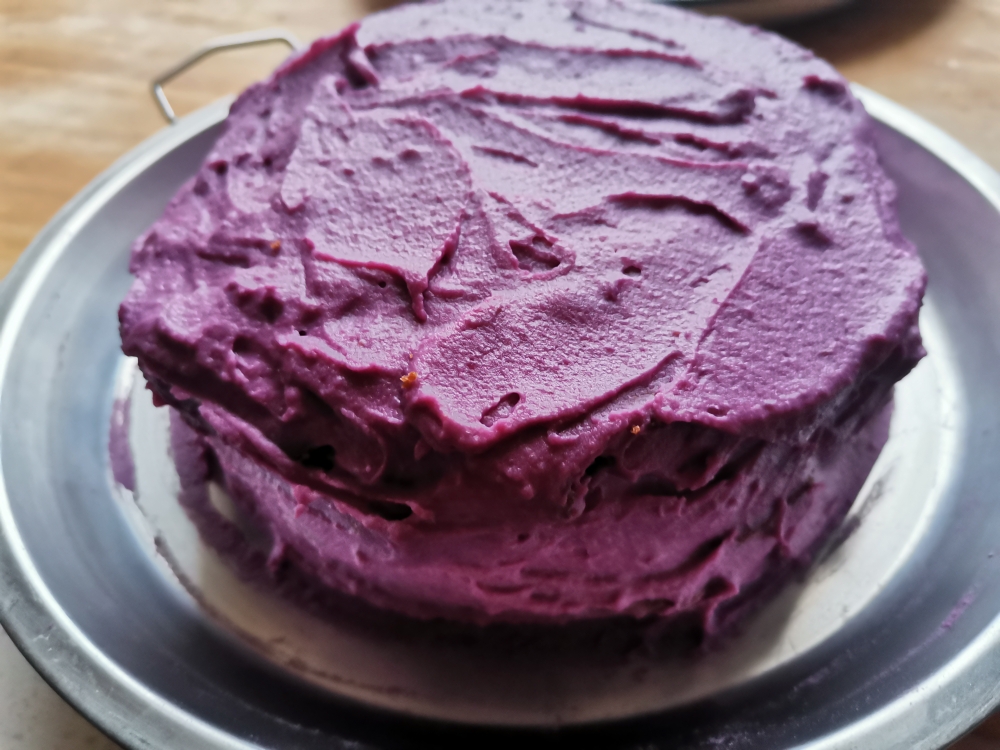 纯素生日诞糕/紫薯素酸乃巧克力夹心蛋糕🍰/减油减糖无反式脂肪，无动物奶油的做法 步骤13